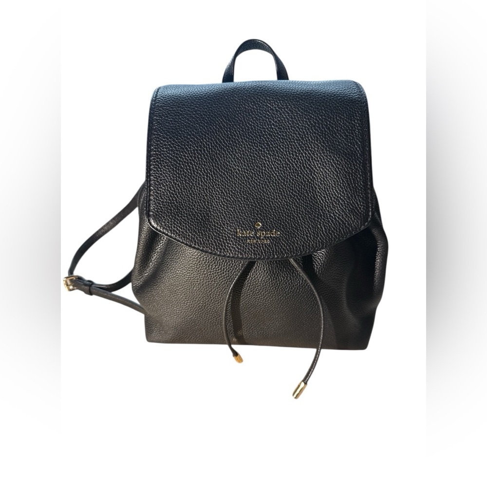 NWOT Kate Spade Black Lelia  pebbled  Leather Backpack handbag